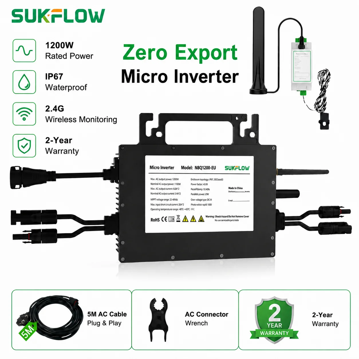 SUKFLOW Zero Expert 1200W Netz – Grid Tie Micro Inverter Bewertung und Preis